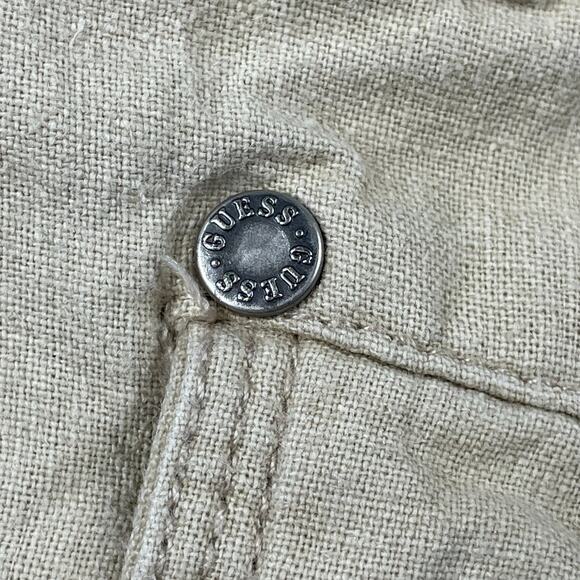 š5/$25 GUESS Linen Cotton Blend Wide Leg Relaxed Fit Mid Rise Khaki Pants 32 - Picture 7 of 16